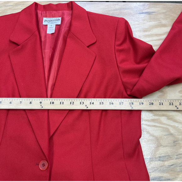 Vintage Pendleton Women’s Size 12P 100% Virgin Wool Red Blazer Career Classic - Picture 11 of 11